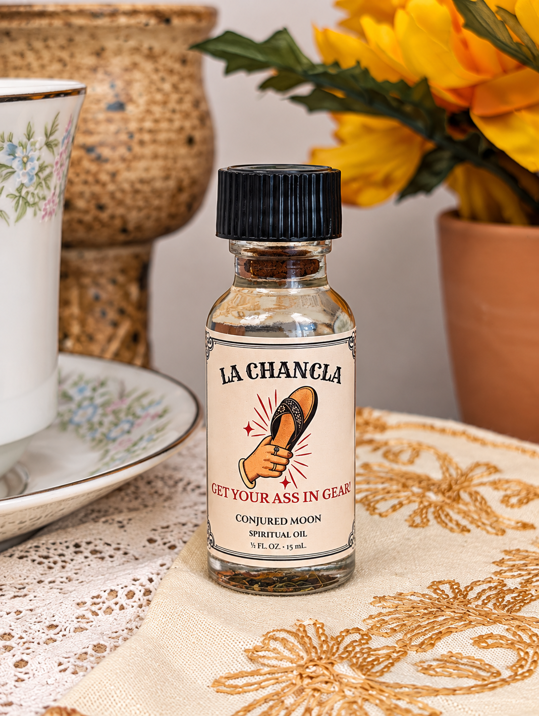 La Chancla Spiritual Oil inspired by the chancletazo for motivation, energy, action and getting spiritual work moving