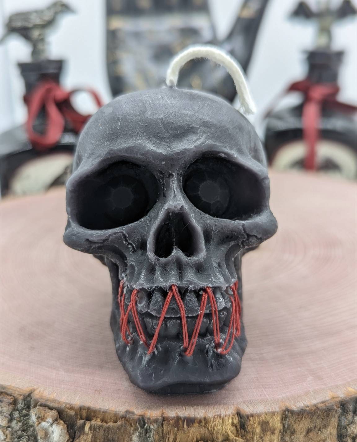 Skull Candle Enemy Stitched Mouth Beeswax Candle