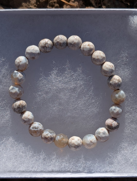 Lions Gate Spiritually Fixed White Agate Bracelet