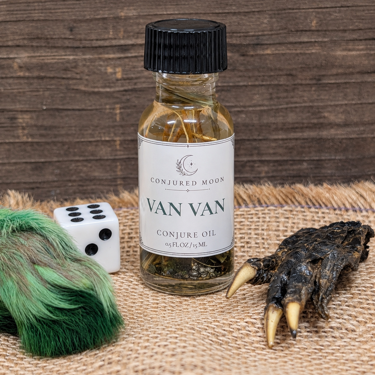 Van Van Conjure Oil with traditional spiritual ingredients